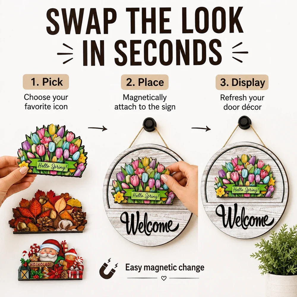 16 Pcs Interchangeable Welcome Sign for Front Door