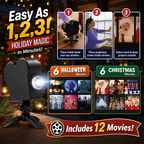 🎃🎄 2-in-1 Holiday Window Projector – 12 Animated Halloween & Christmas Movies