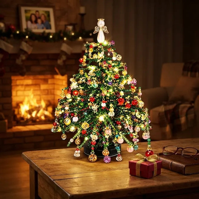 DIY Beaded Christmas Tree Light Kit – Create Your Own Sparkling Holiday Decoration and Cozy Desktop Keepsake