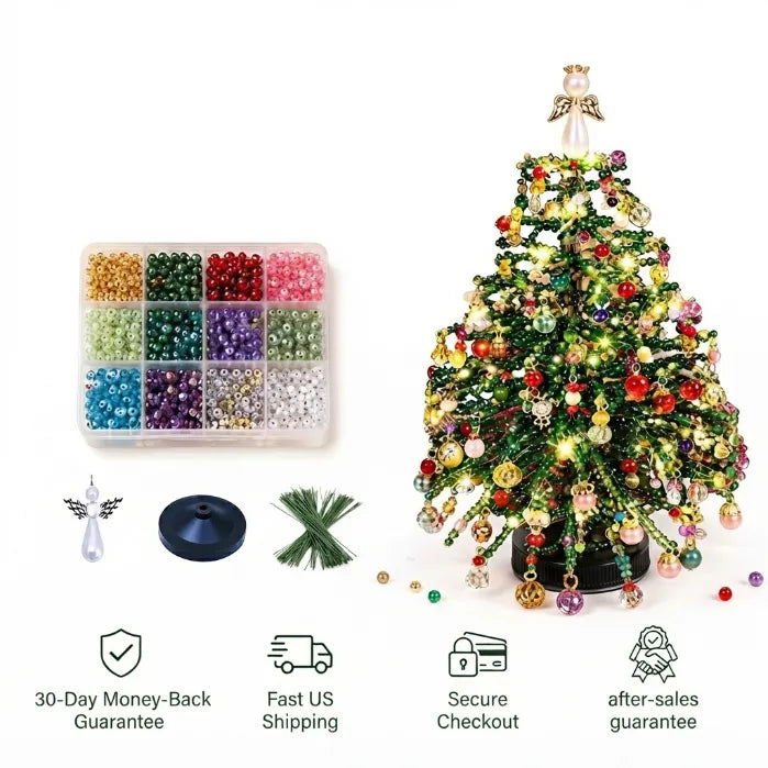 DIY Beaded Christmas Tree Light Kit – Create Your Own Sparkling Holiday Decoration and Cozy Desktop Keepsake