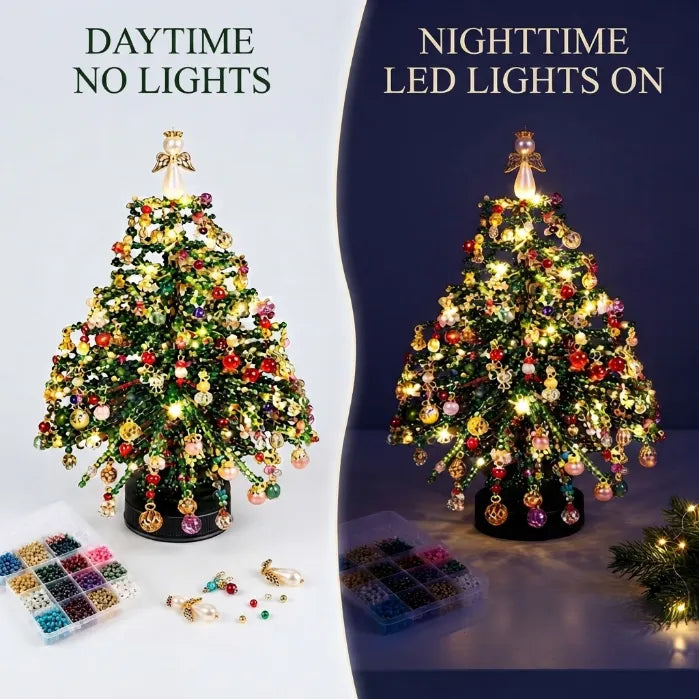DIY Beaded Christmas Tree Light Kit – Create Your Own Sparkling Holiday Decoration and Cozy Desktop Keepsake