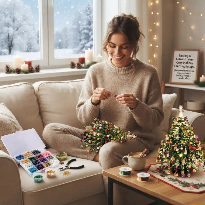 DIY Beaded Christmas Tree Light Kit – Create Your Own Sparkling Holiday Decoration and Cozy Desktop Keepsake