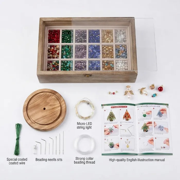 DIY Beaded Christmas Tree Light Kit – Create Your Own Sparkling Holiday Decoration and Cozy Desktop Keepsake