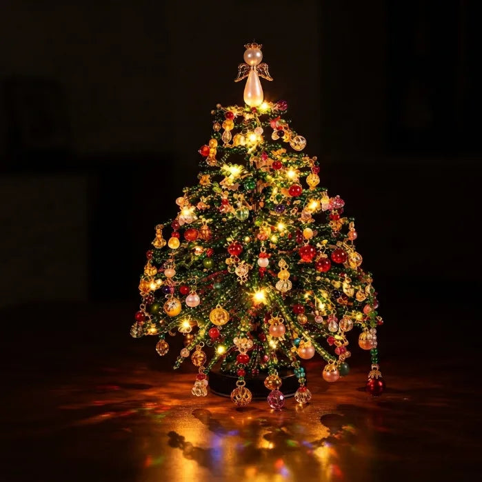 DIY Beaded Christmas Tree Light Kit – Create Your Own Sparkling Holiday Decoration and Cozy Desktop Keepsake