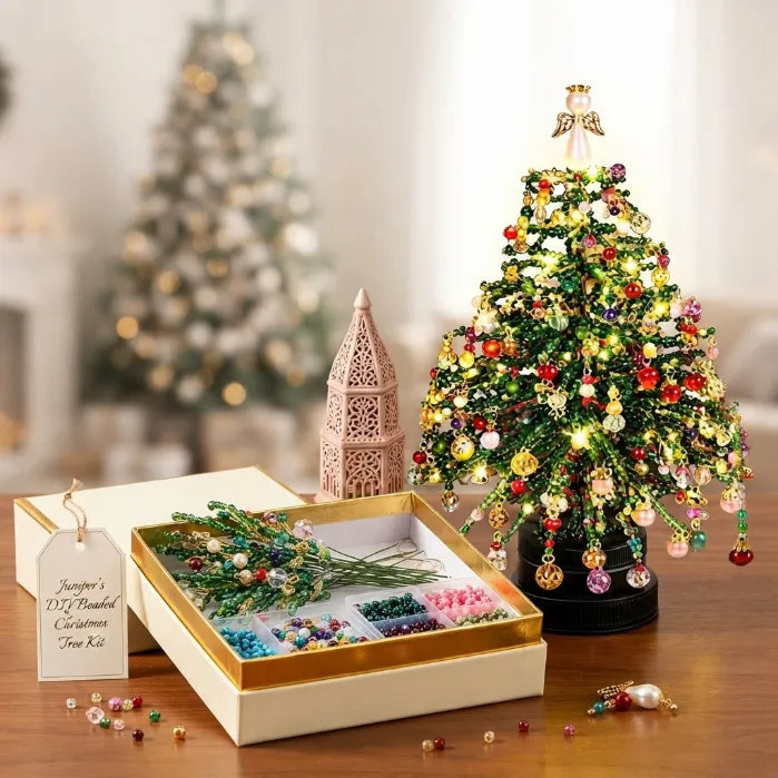 DIY Beaded Christmas Tree Light Kit – Create Your Own Sparkling Holiday Decoration and Cozy Desktop Keepsake