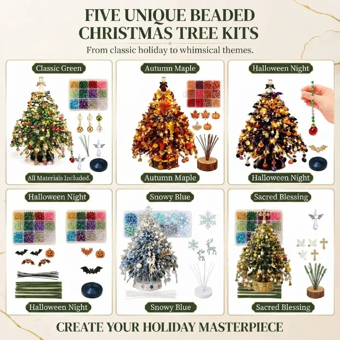 DIY Beaded Christmas Tree Light Kit – Create Your Own Sparkling Holiday Decoration and Cozy Desktop Keepsake