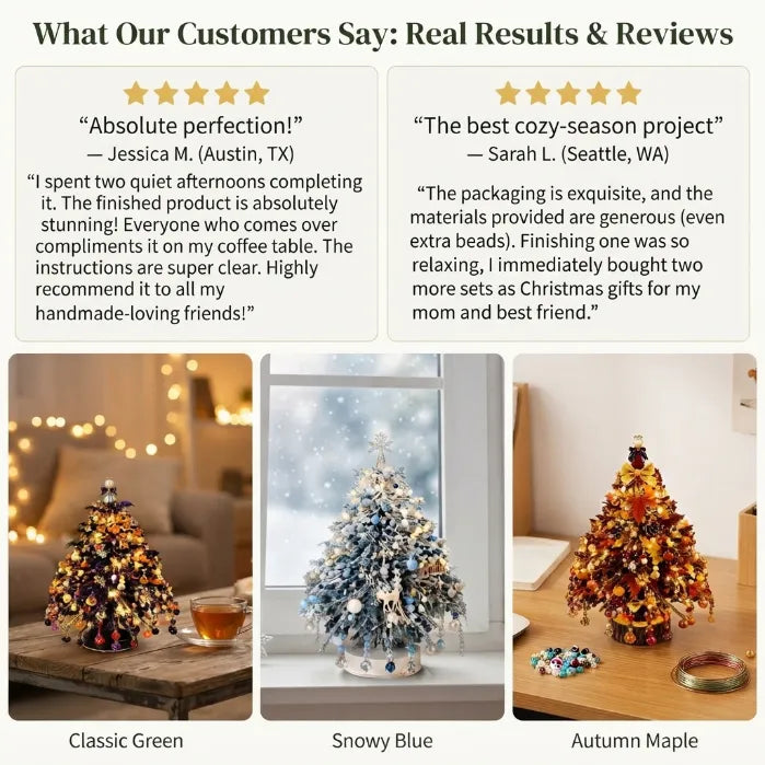 DIY Beaded Christmas Tree Light Kit – Create Your Own Sparkling Holiday Decoration and Cozy Desktop Keepsake