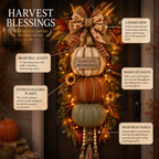 🏡🎃Lighted Stacked Pumpkin Fall Door Decor with 3 Seasonal Plaques